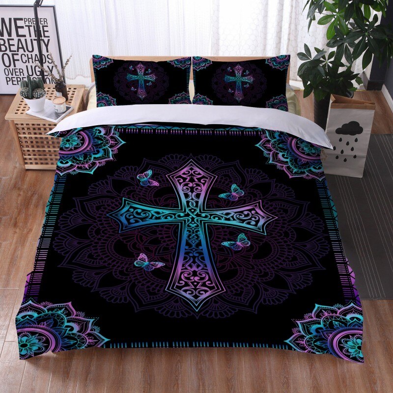 Bohemian Mandala Feather Duvet Cover Set