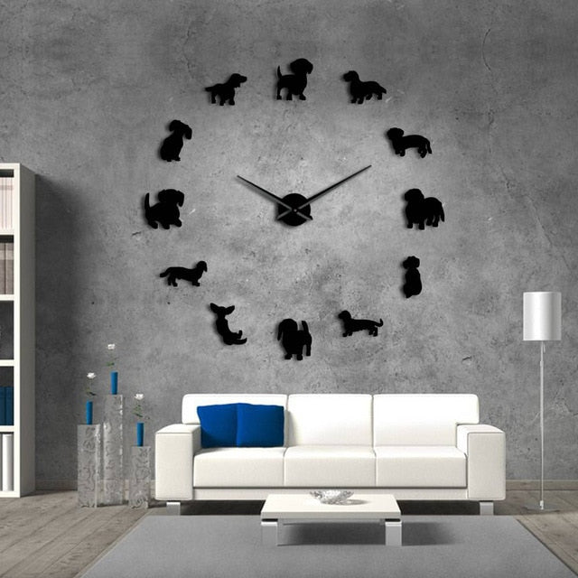 Dachshund Mirror-Effect Wall Clock