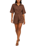 Cross-Back Tie Collar Jumpsuit
