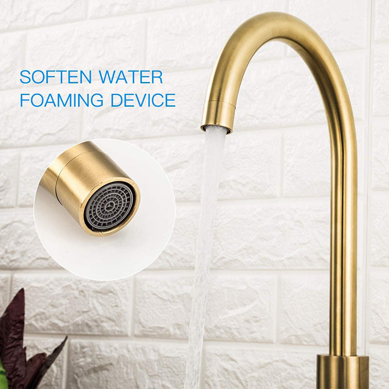 Stainless Steel Brushed Gold Kitchen Faucet — Hot & Cold Mixer for Kitchen & Basin