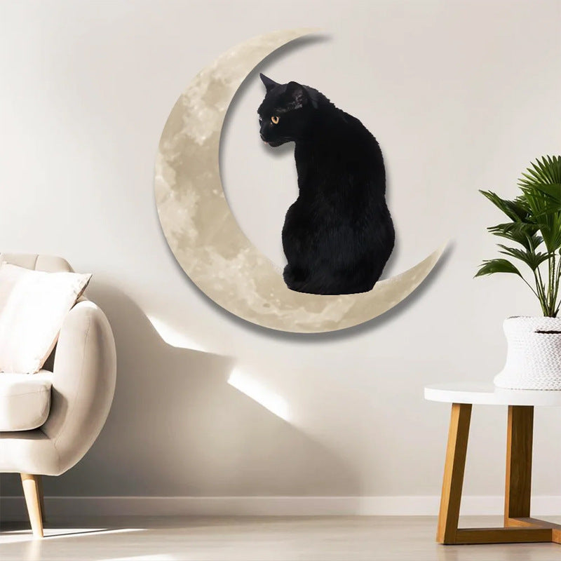Metal Moon Cat Wall Art - alternate view