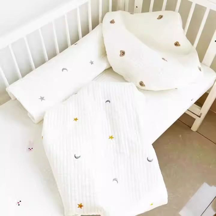 Cotton Quilted Embroidered Baby Fitted Sheet