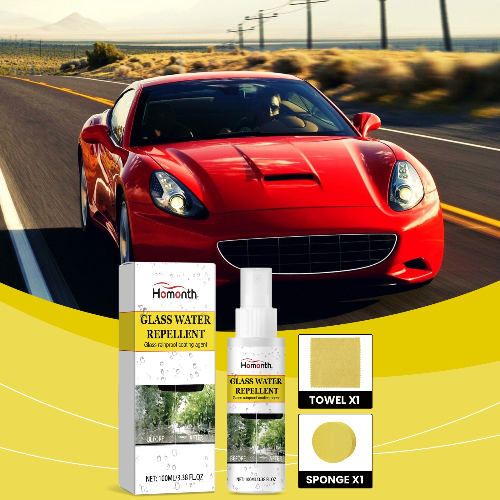 Anti-Rain Anti-Fog Car Glass Coating - detail view