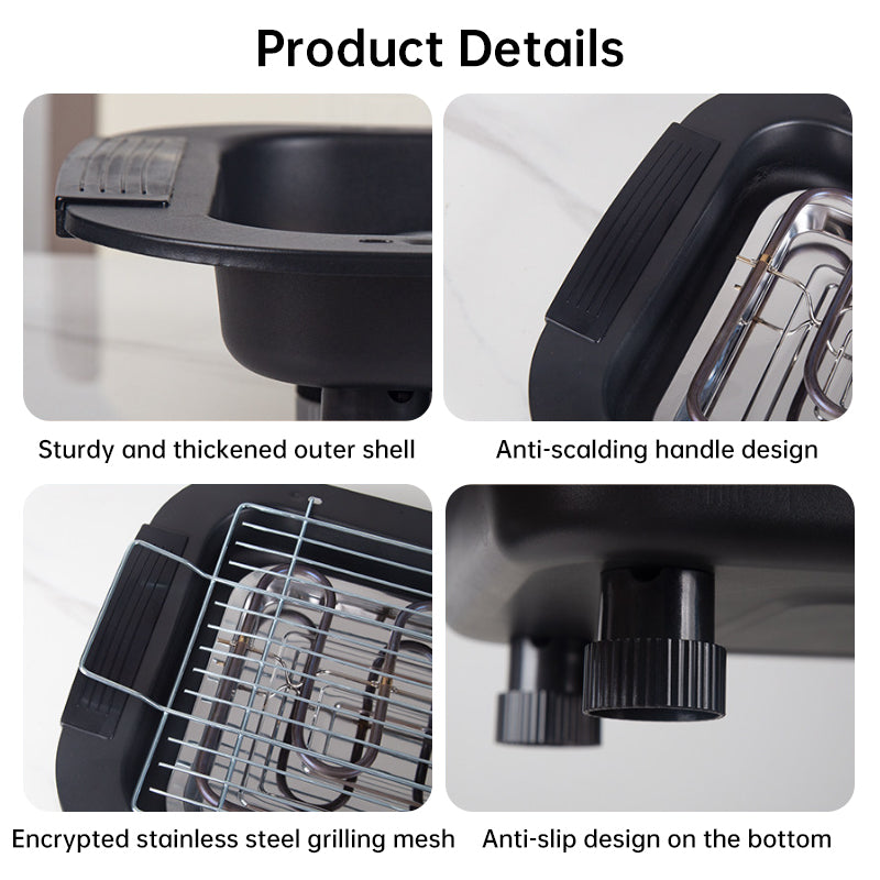 Portable Stainless Steel Electric Grill - detail view