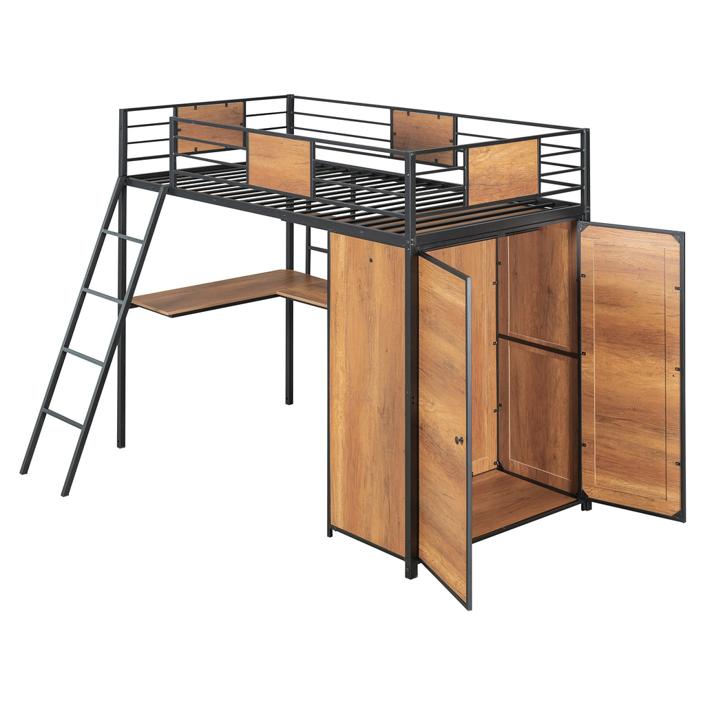 Twin Loft Bed with Desk & Wardrobe
