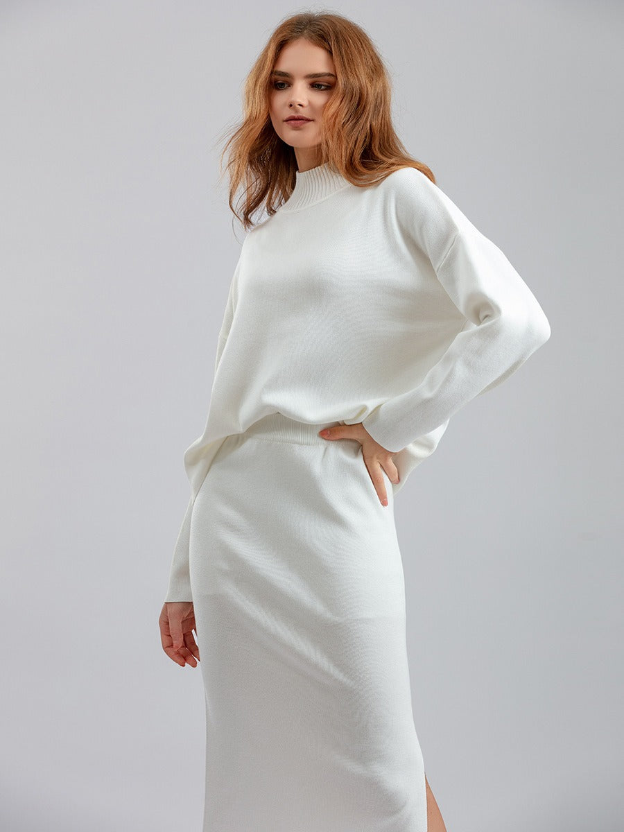 Winter Knit Turtleneck & Midi Skirt Set