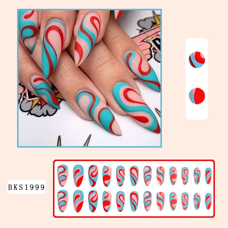 Almond Press-On Nail Art Set - detail view