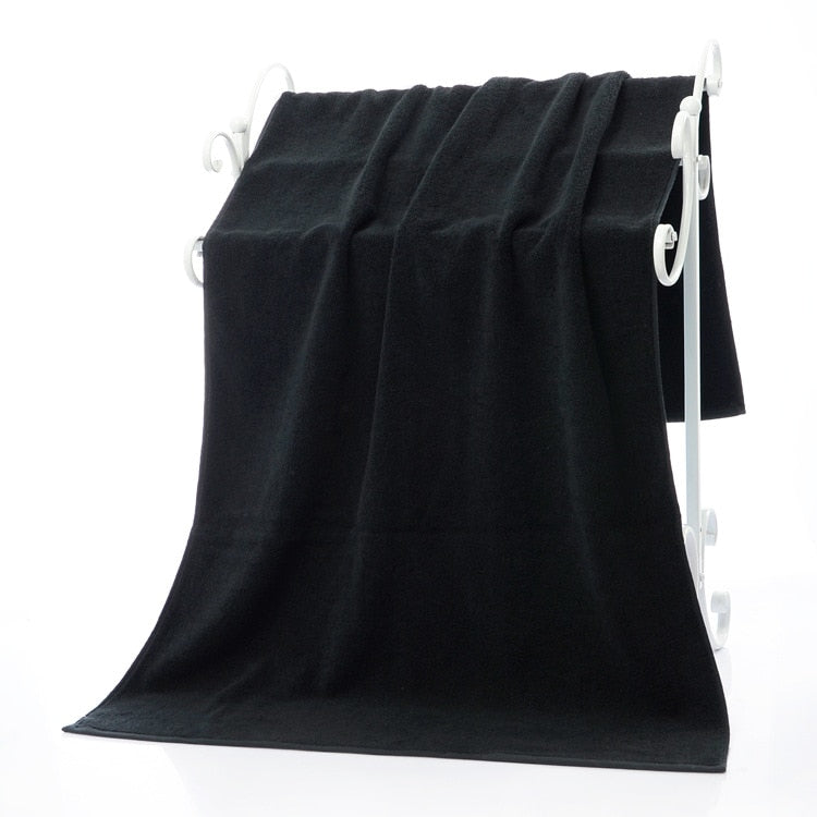 Black Cotton Terry Bath Towel Set - detail view