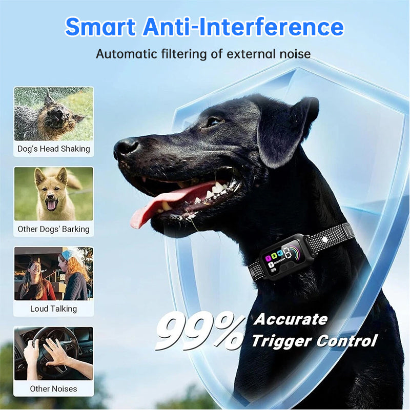 Smart Dog Bark Control Collar | Color Screen, 8-Level Sensitivity, IP67 Waterproof