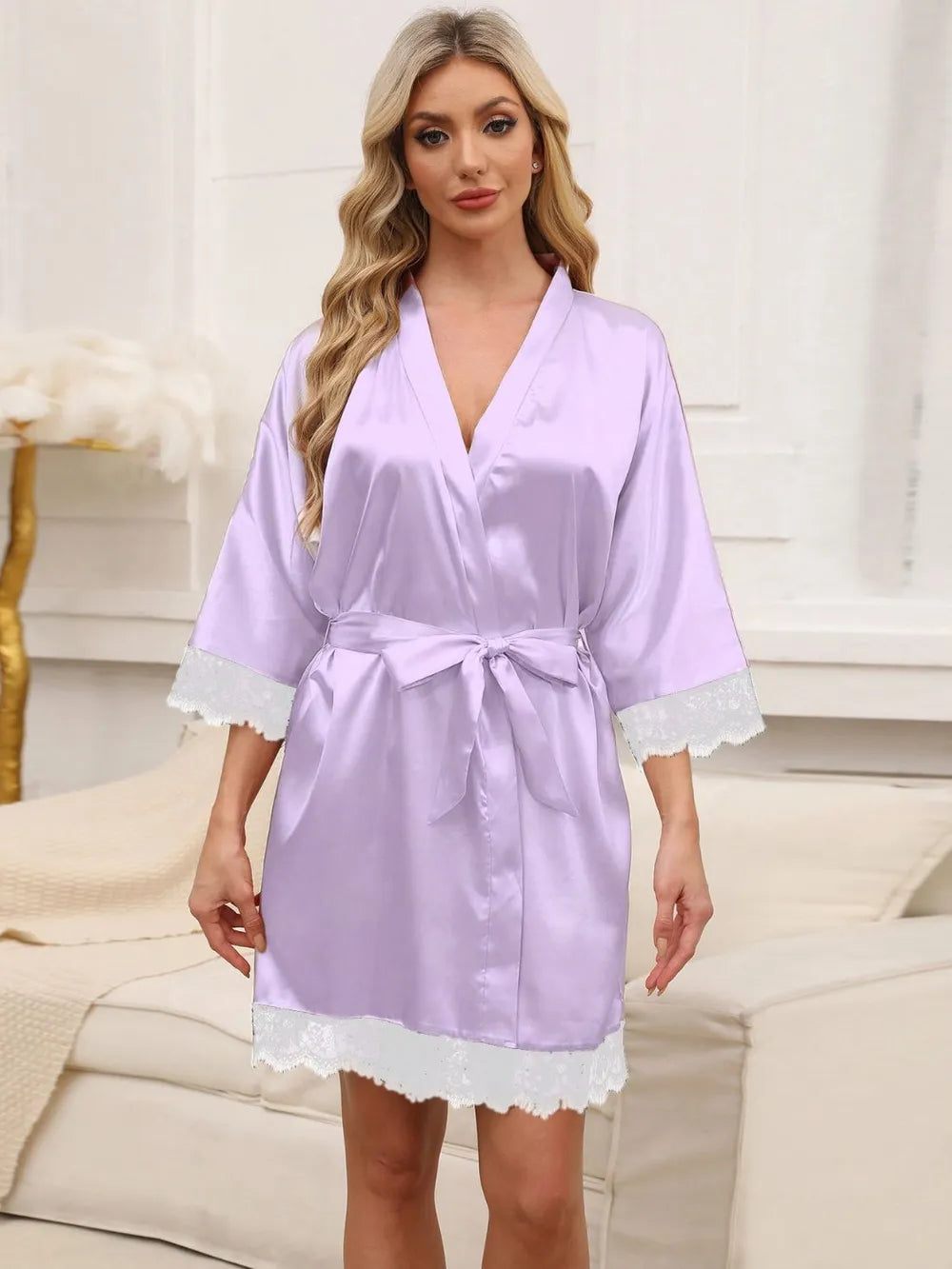 Lace-Trim Home Robe