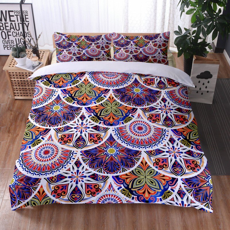 Bohemian Mandala Feather Duvet Cover Set