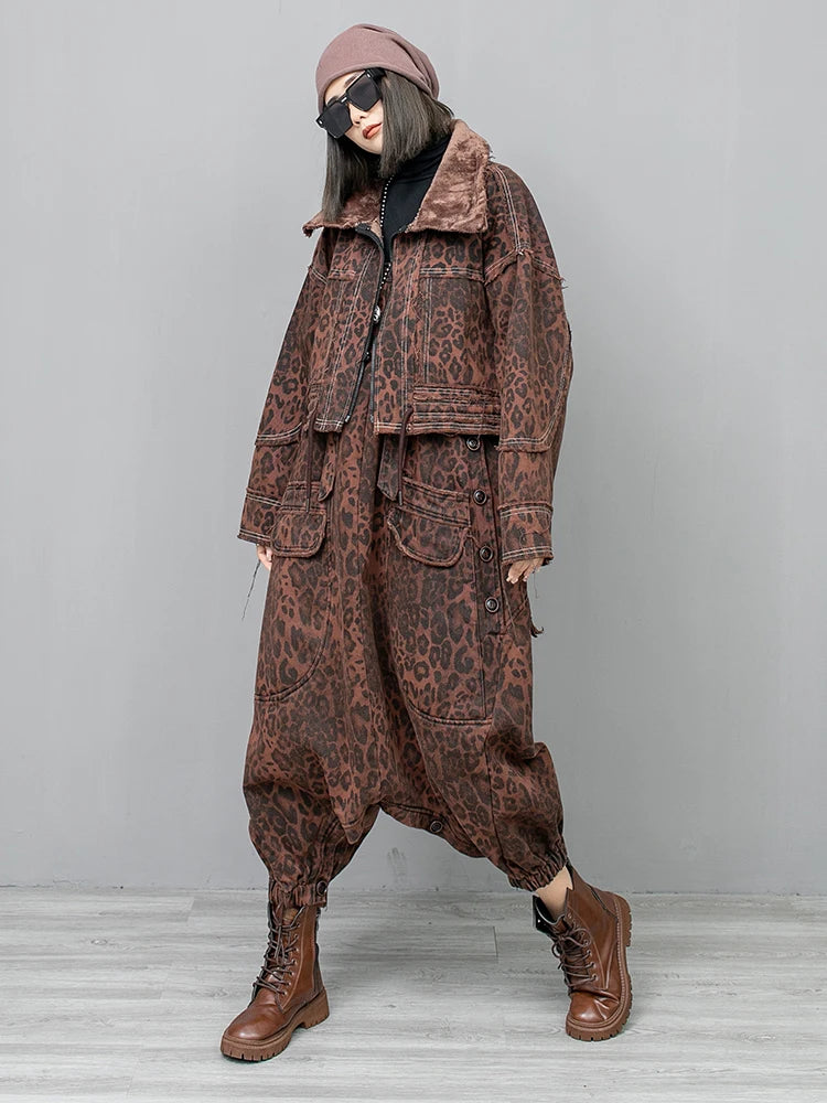 Leopard Denim Two-Piece Set - alternate view
