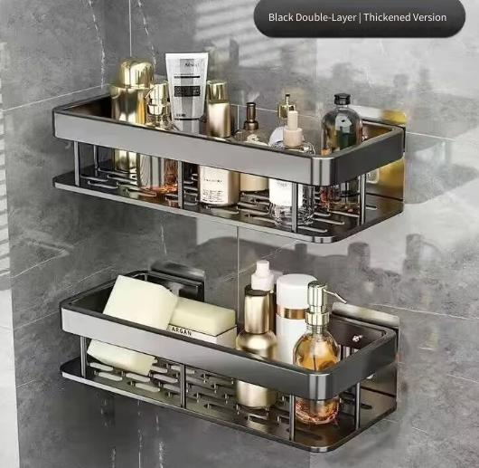 No-Drill Rectangular Bathroom Shelf - detail view