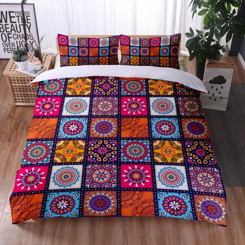 Bohemian Mandala Feather Duvet Cover Set