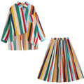 Irregular Striped Shirt & Skirt Set