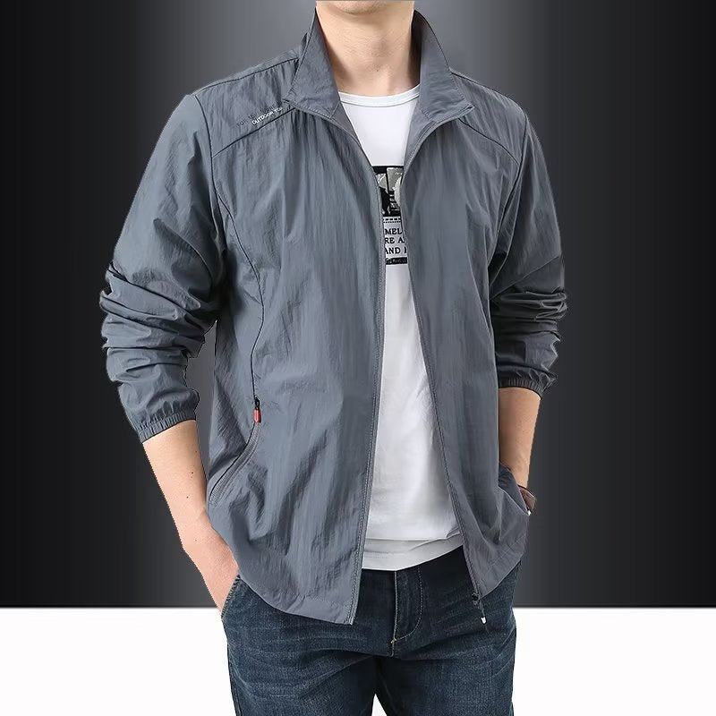 Men's Sun Protection Stand-Up Collar Jacket - detail view