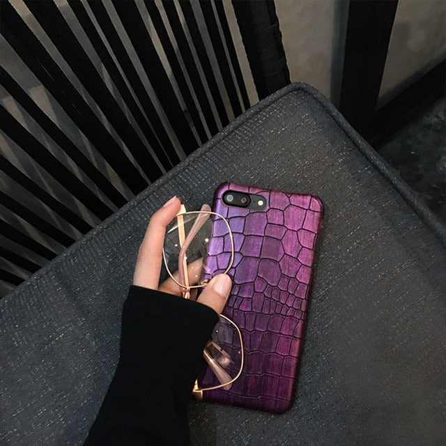 3D Crocodile-Pattern Leather Phone Case
