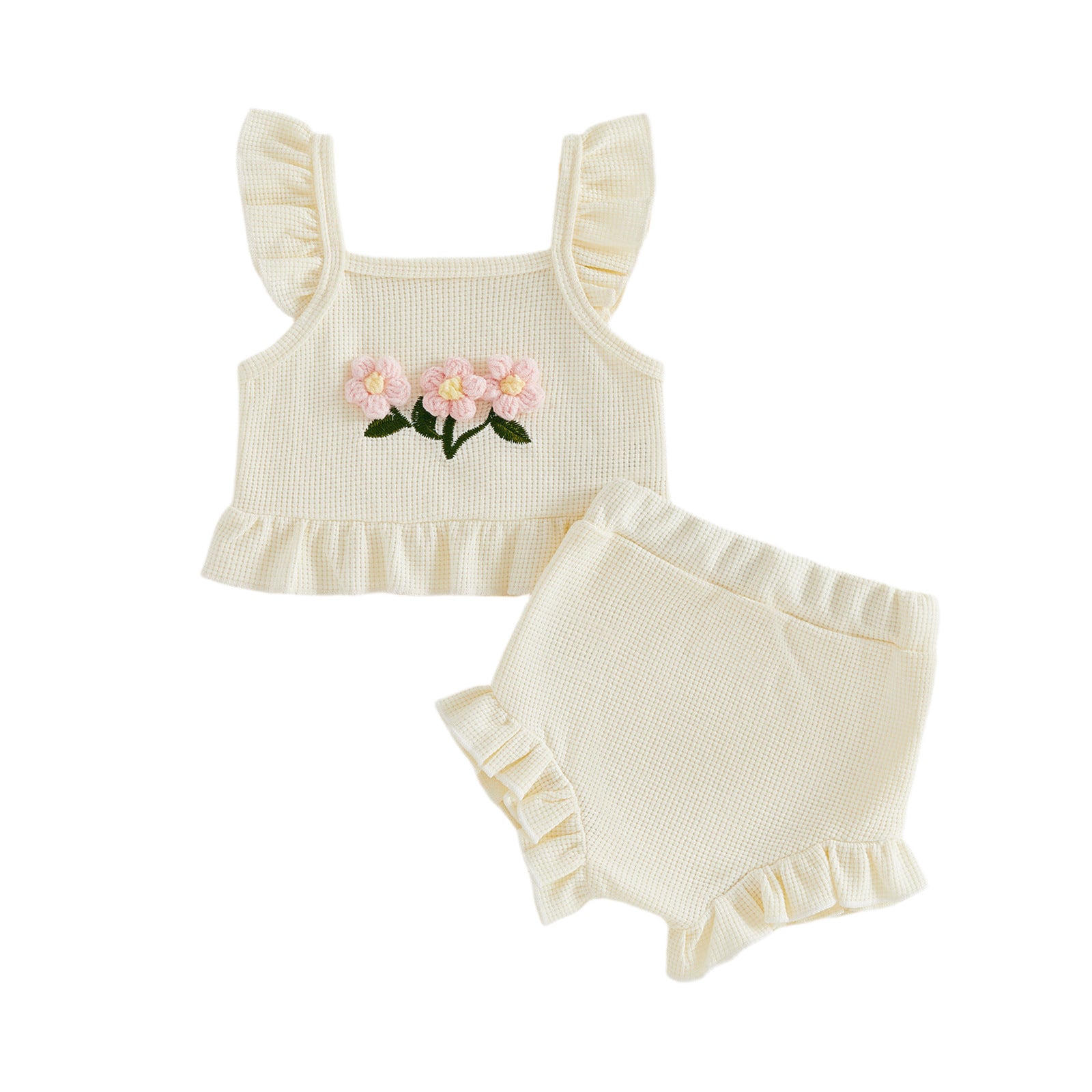 Girls' 3D Flower Vest & Shorts Set - alternate view