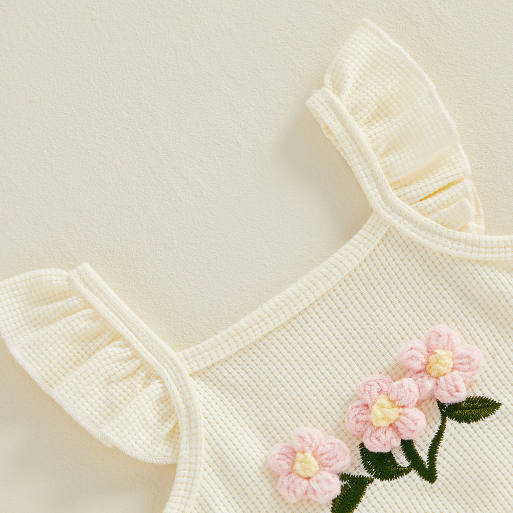 Girls' 3D Flower Vest & Shorts Set