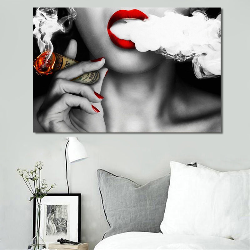Modern Abstract Portrait Canvas Art - detail view