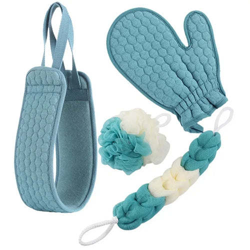 4-Piece Bath Towel Set with Exfoliating Glove