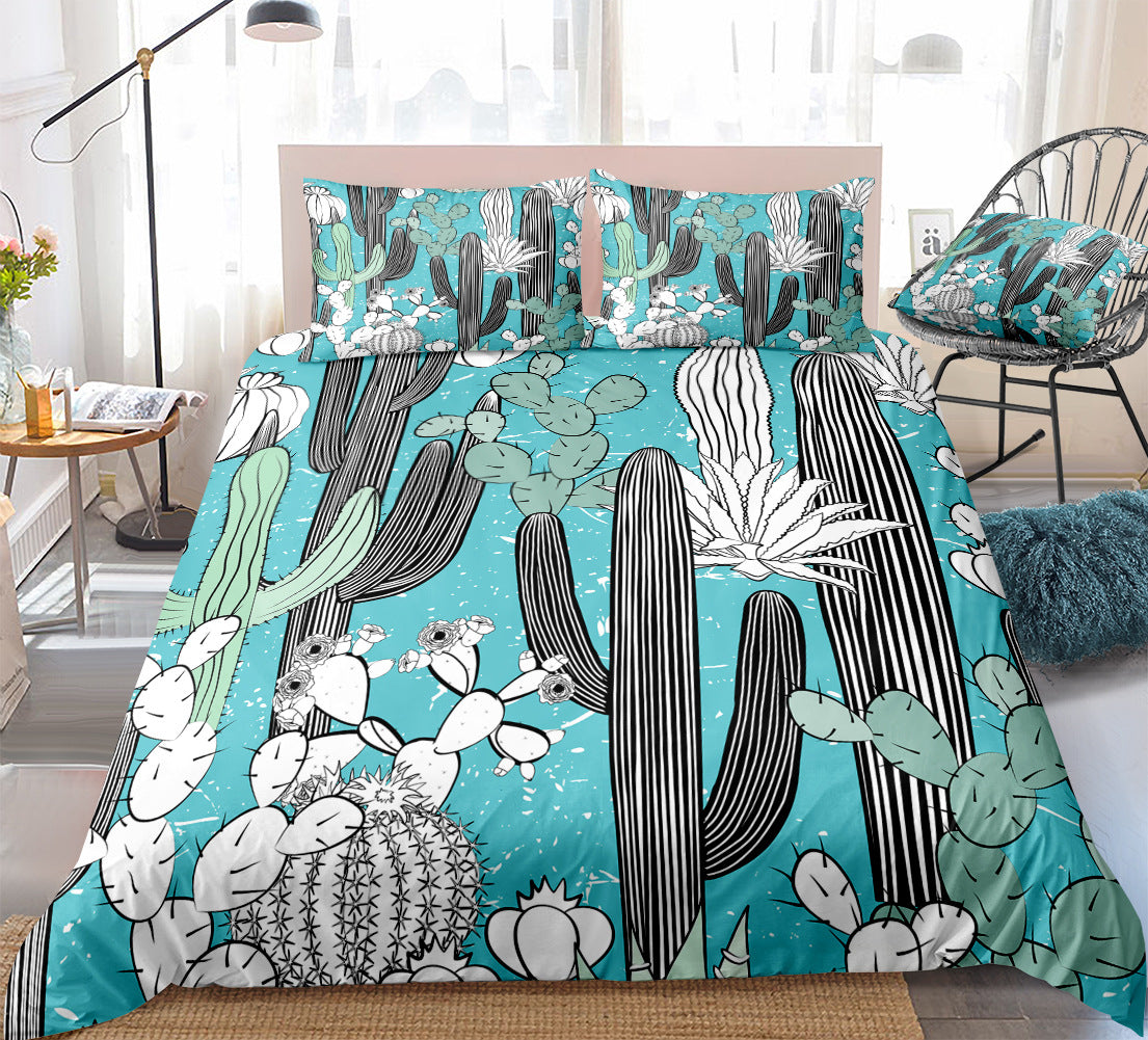 Cactus Succulent Print Bed Sheet Set - alternate view