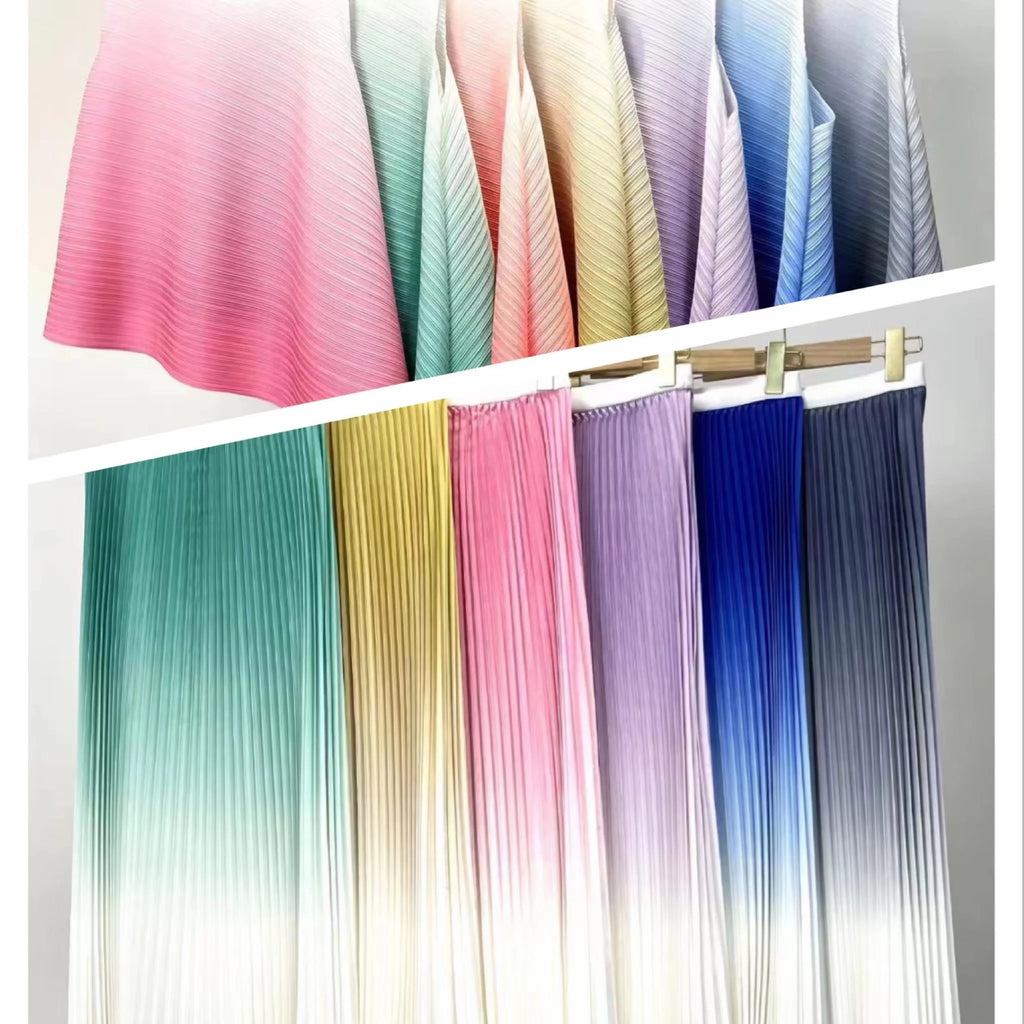 Gradient Color Two-Piece Midi Skirt Set