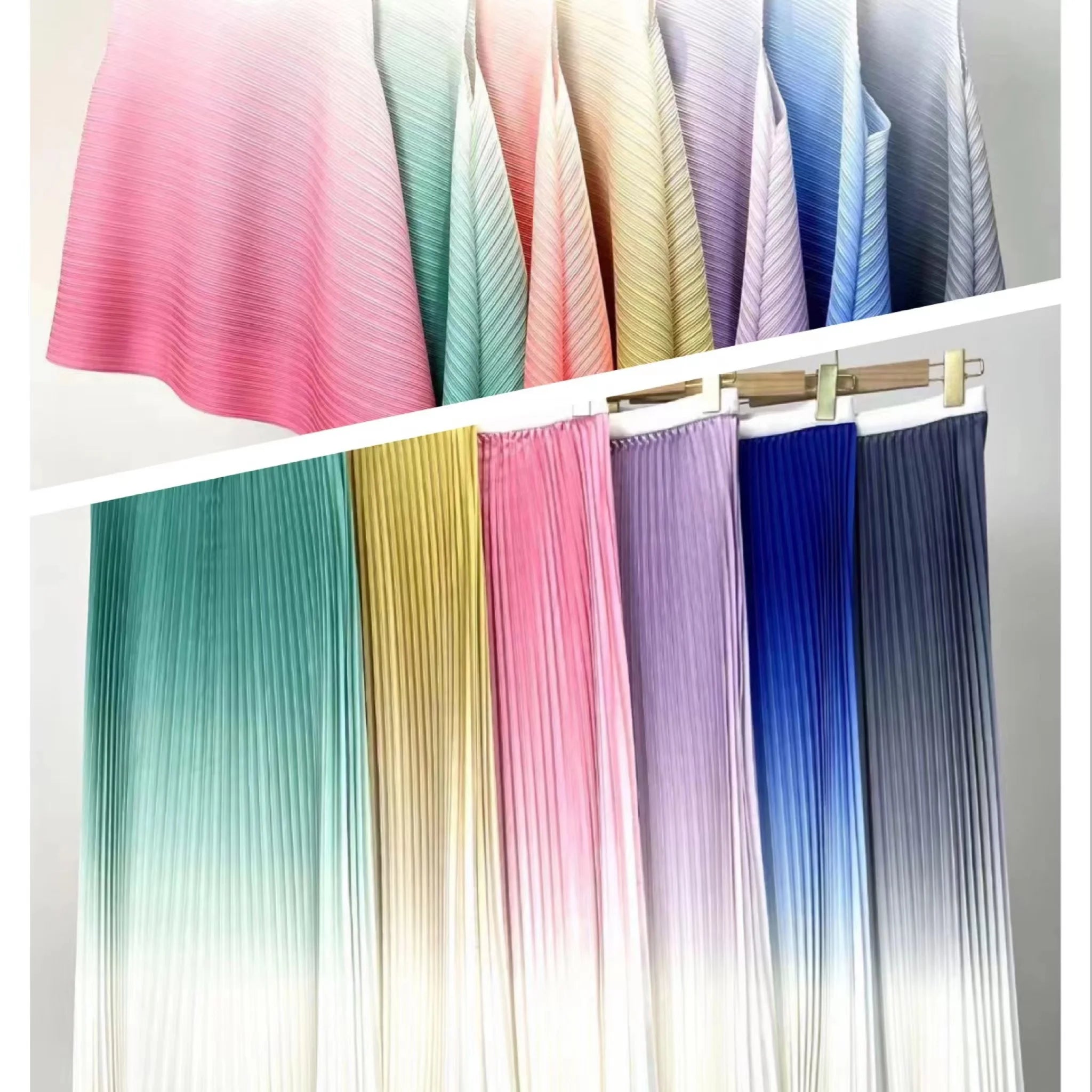 Gradient Color Two-Piece Midi Skirt Set