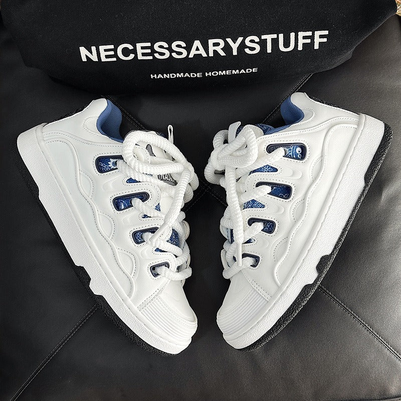 Thick-Soled Trendy White Sneakers - detail view