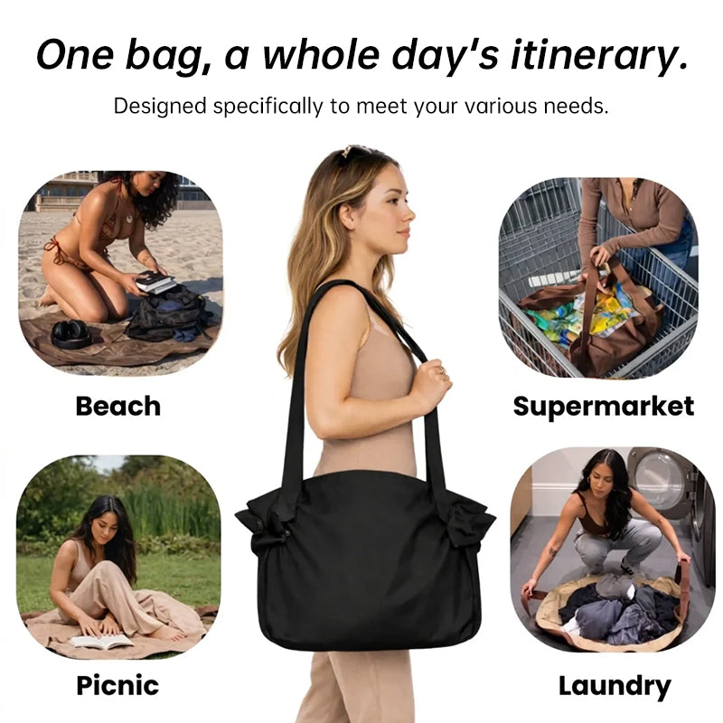 2-in-1 Foldable Travel Duffel Bag & Picnic Blanket | Waterproof | Weekend, Gym & Beach