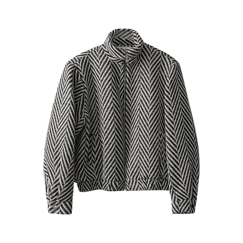Men's Plaid Woolen Zip-Up Jacket
