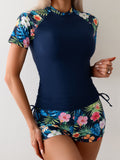 High-Waist Short-Sleeve Surfing Suit