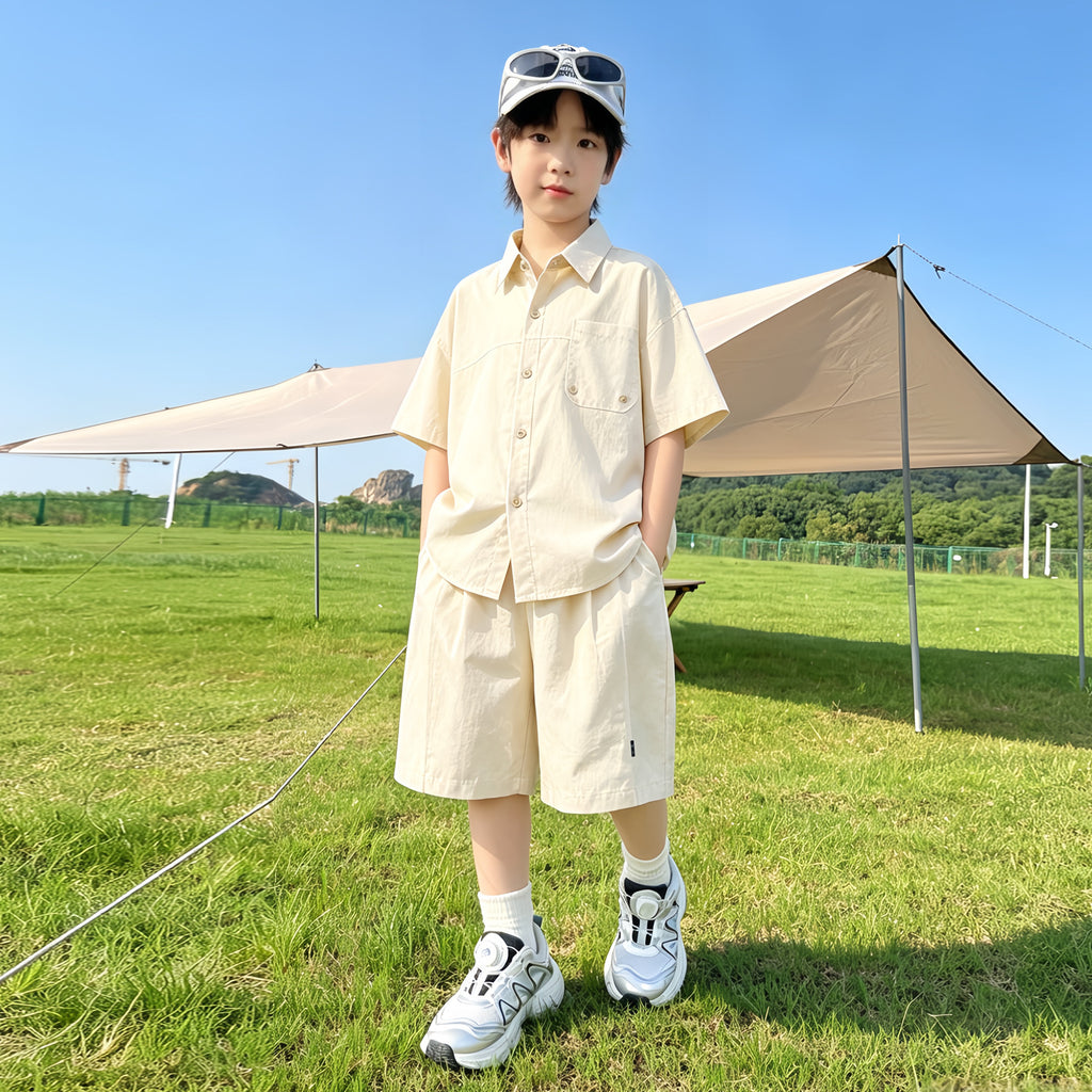 Boy's Shirt Set Short Sleeve Two-Piece