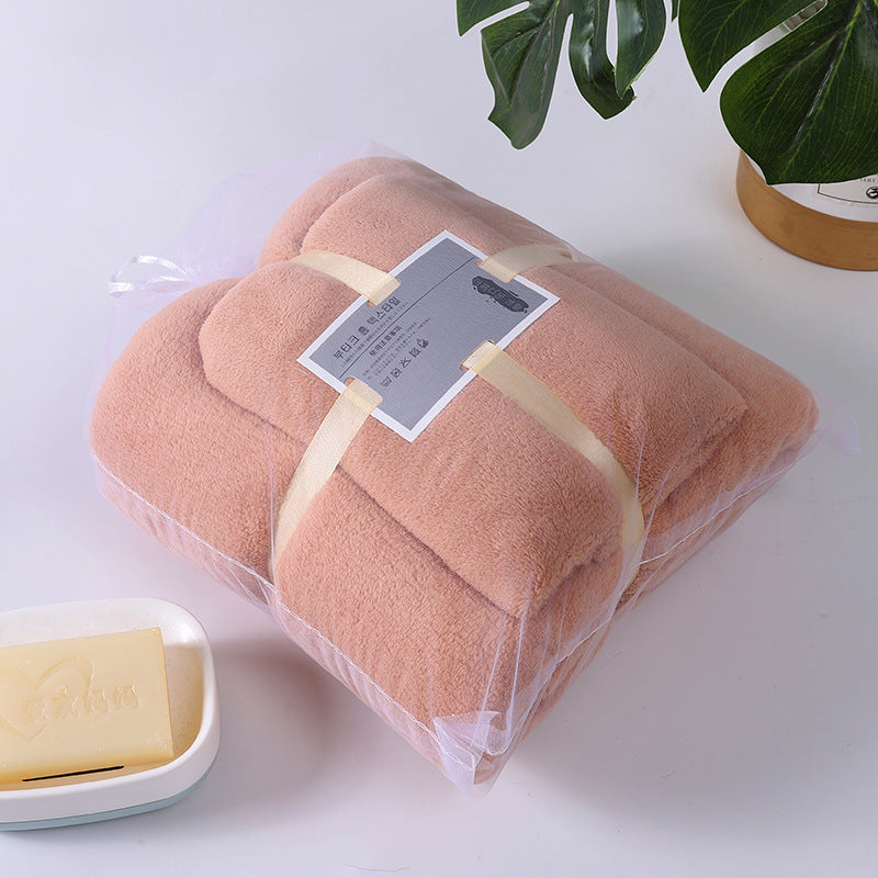 Coral Velvet Bath Towel Set