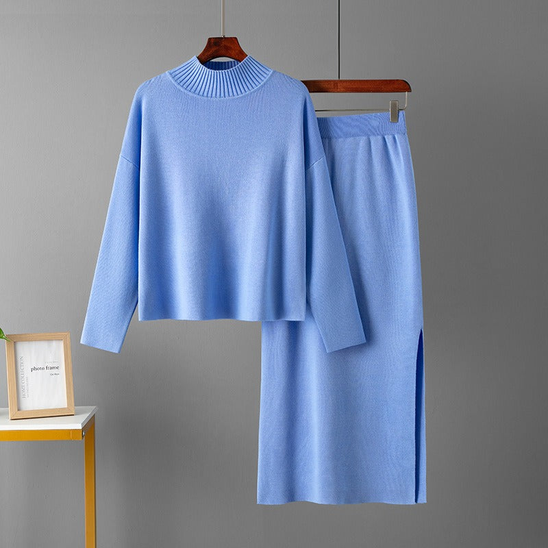 Winter Knit Turtleneck & Midi Skirt Set