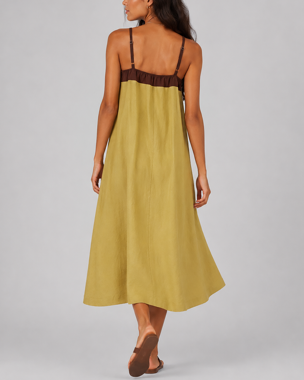 Color-Blocked Spaghetti Strap Maxi Dress - alternate view