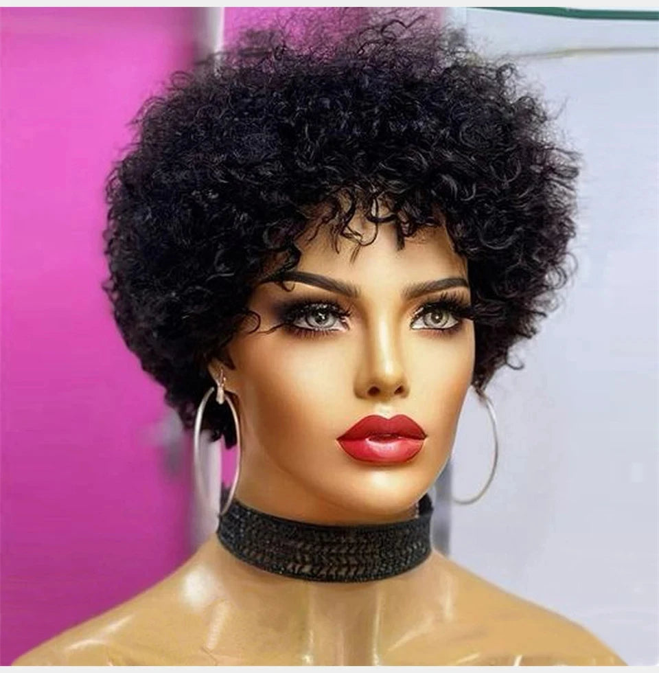 Bouncy Afro Kinky Curly Human Hair Wig - alternate view