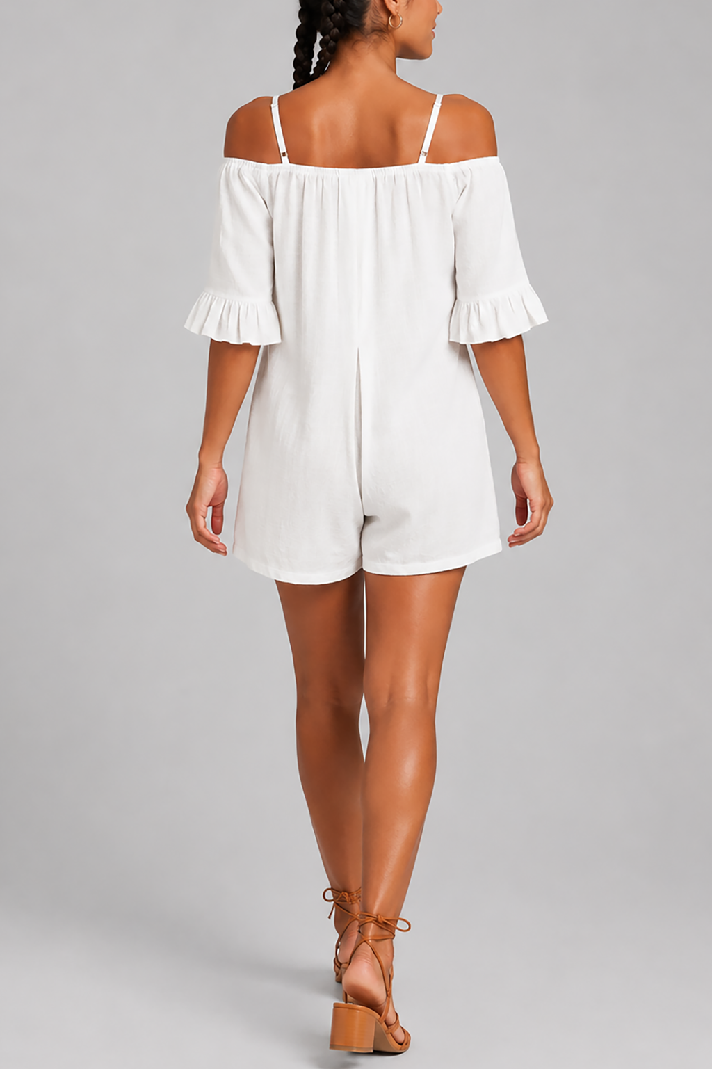 Off-Shoulder Ruffle-Sleeve Romper