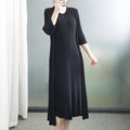 Pleated Dress & Long Coat Two-Piece Set