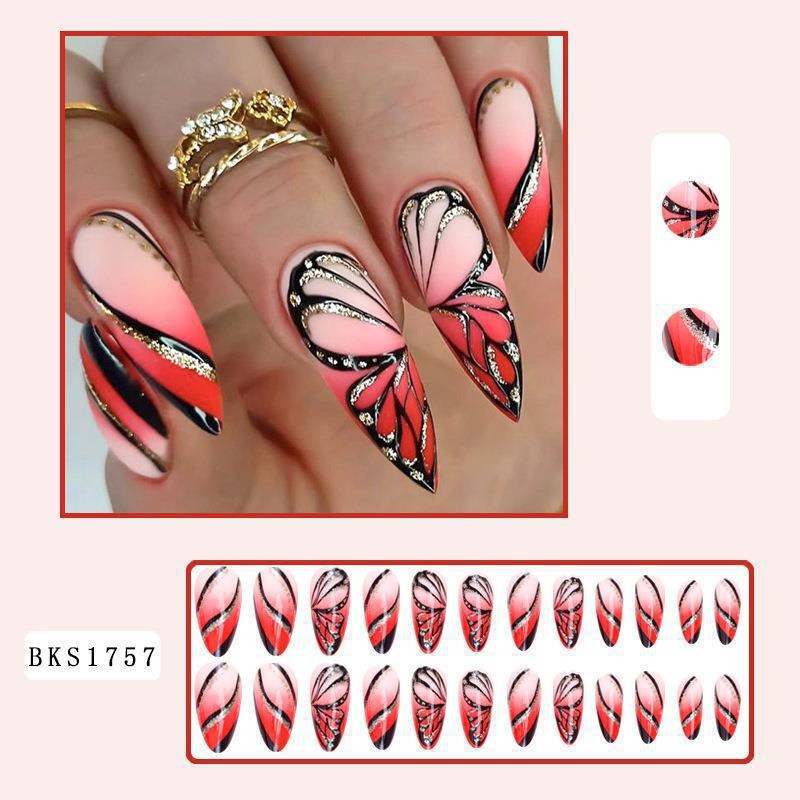 Almond Press-On Nail Art Set