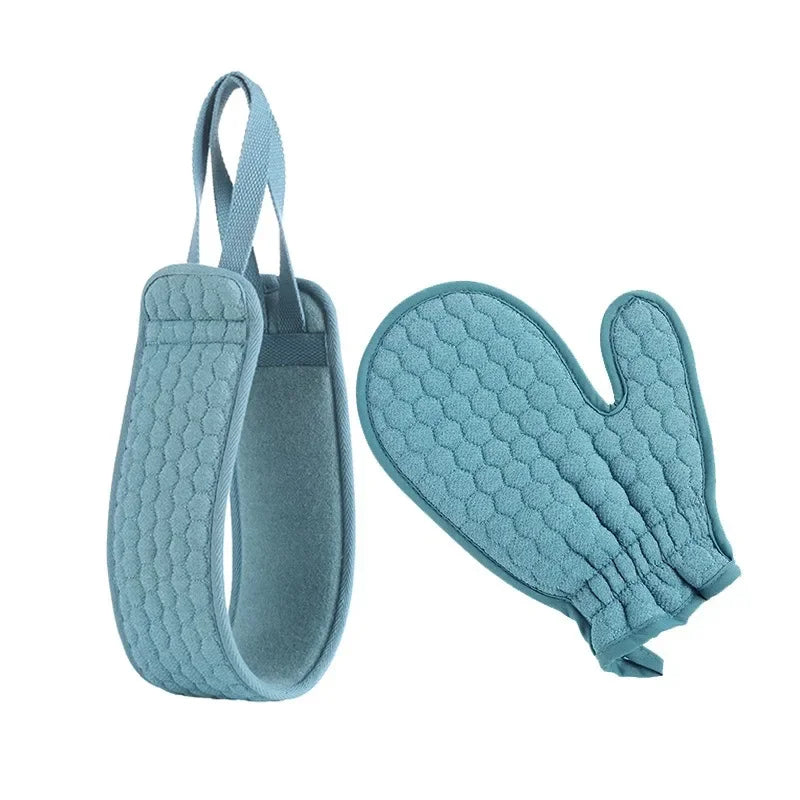 4-Piece Bath Towel Set with Exfoliating Glove