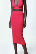 Knit Cardigan & Midi Skirt Set