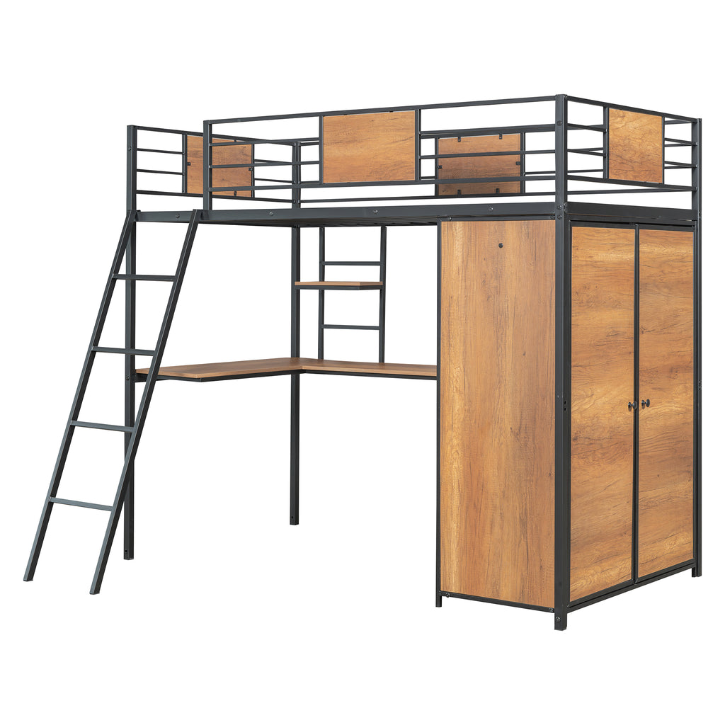 Twin Loft Bed with Desk & Wardrobe