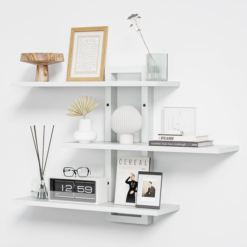Rustic Wood & Metal Floating Shelves