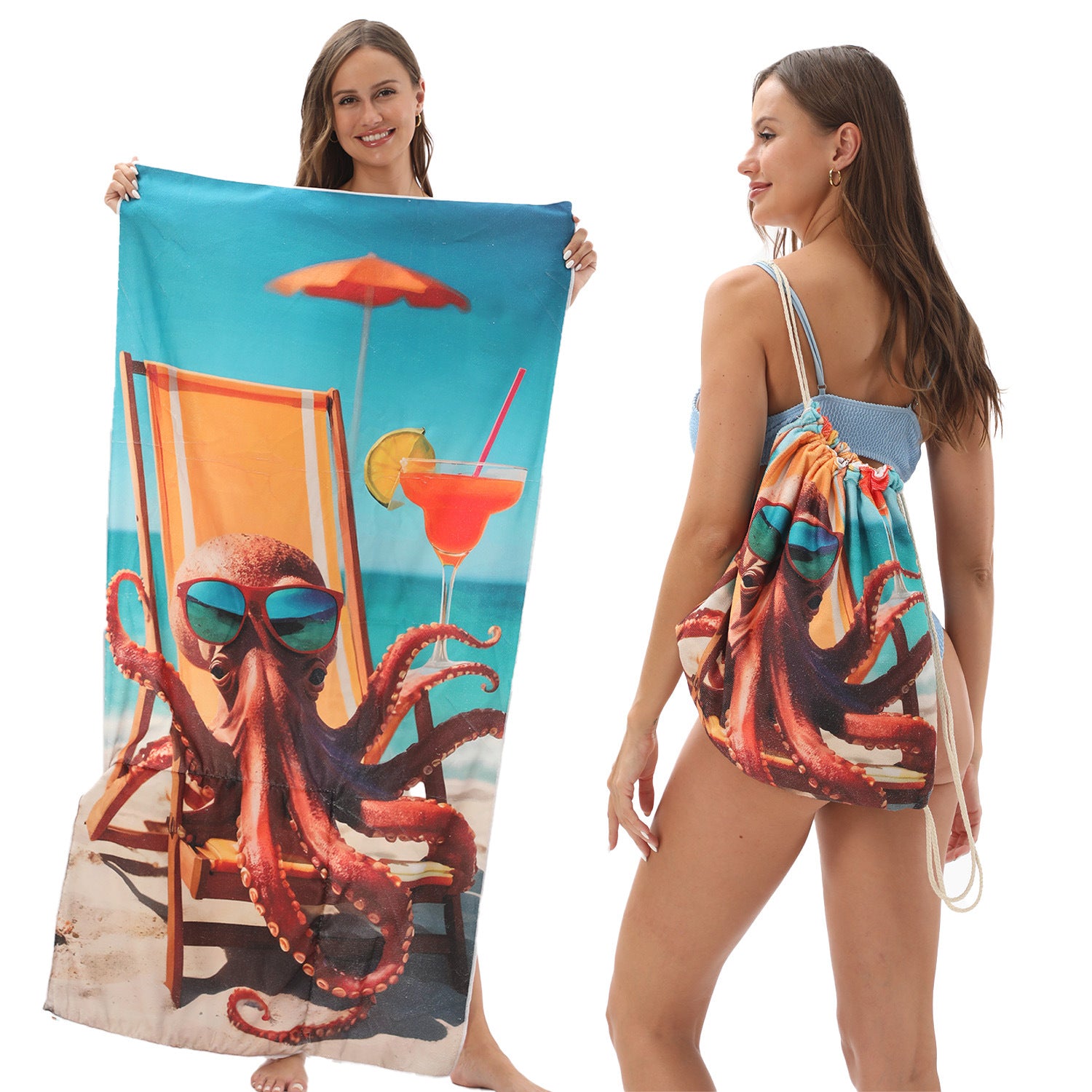 Foldable Two-in-One Beach & Bath Towel