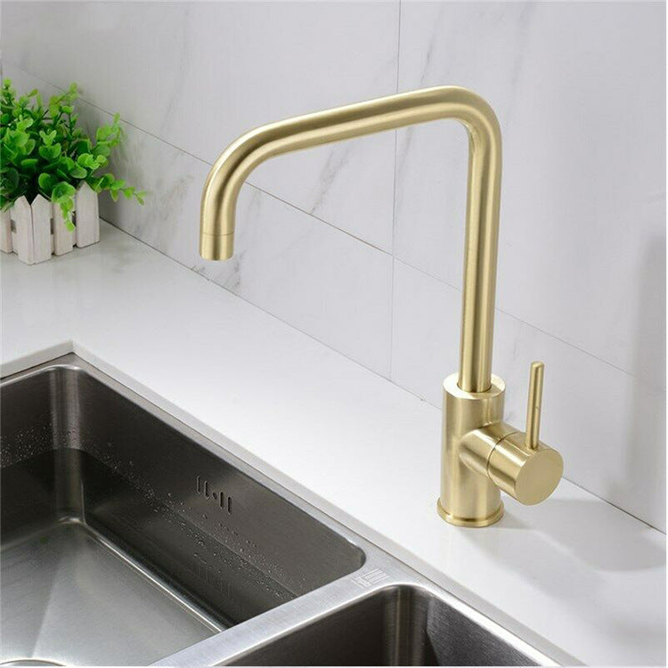 Stainless Steel Brushed Gold Kitchen Faucet — Hot & Cold Mixer for Kitchen & Basin