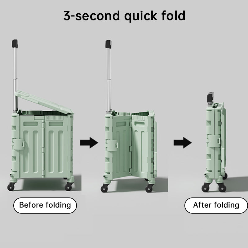 Folding Utility Cart with Lid | Rolling Storage Wagon for Shopping, Travel & Outdoors