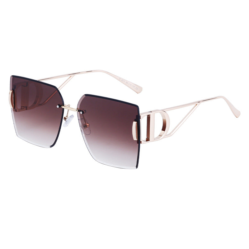 Oversized Rimless Diamond-Cut Sunglasses