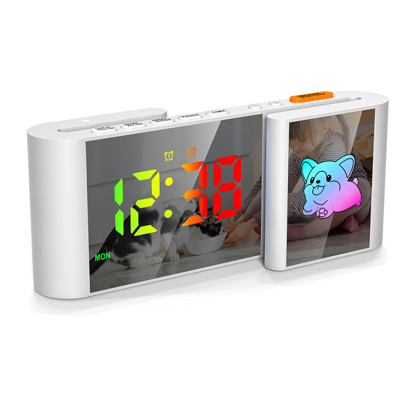 S-Shaped RGB Dual-Screen Alarm Clock - detail view
