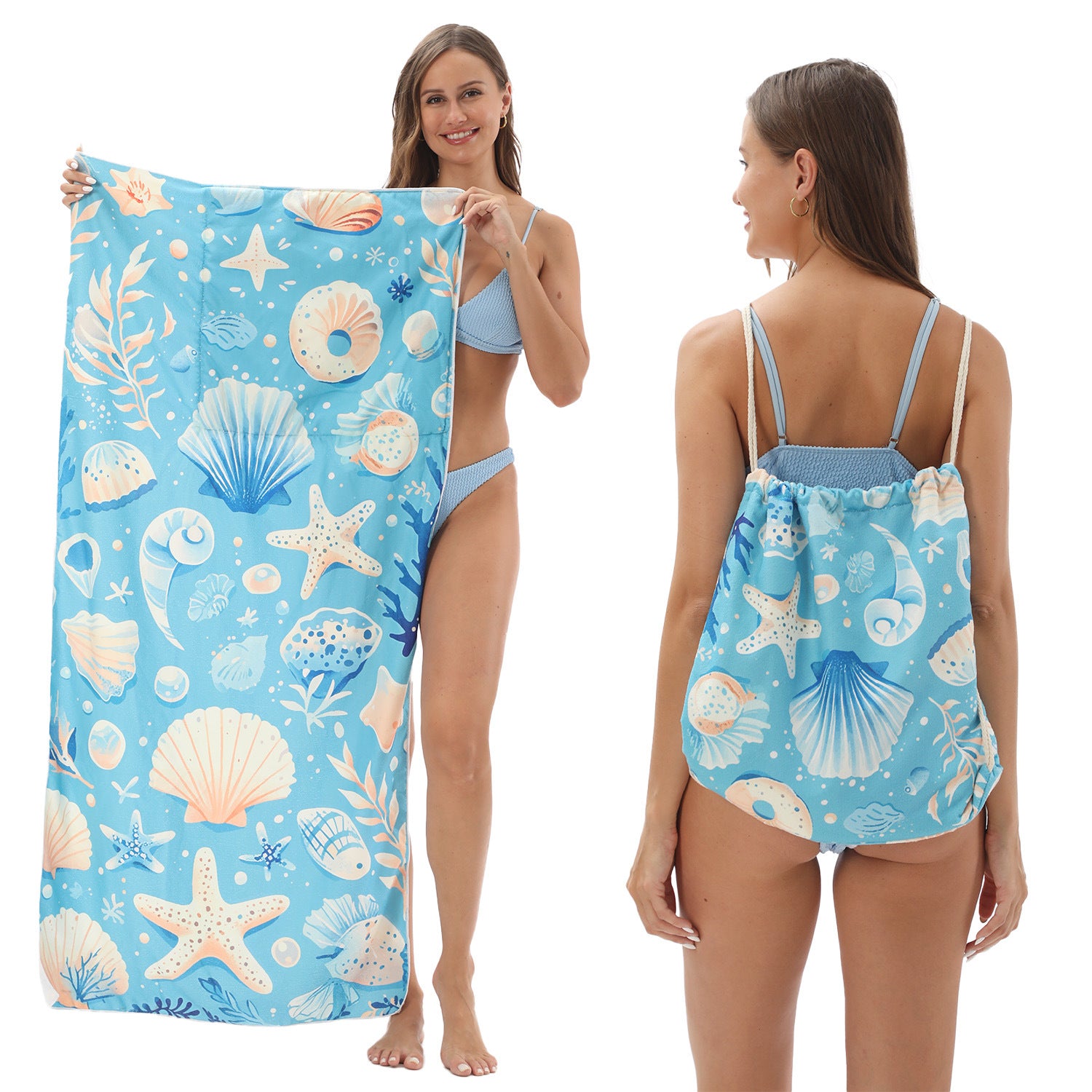Foldable Two-in-One Beach & Bath Towel